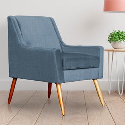 Poltrona Decorativa Ariane Linho Cores - Ds Estofados - Azul - 5