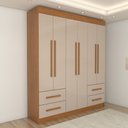 Ver imagem 7 de Guarda-roupa Casal Modulado Madrid 10 Portas 4 Gavetas Cinamomo/off White - Panorama Móveis