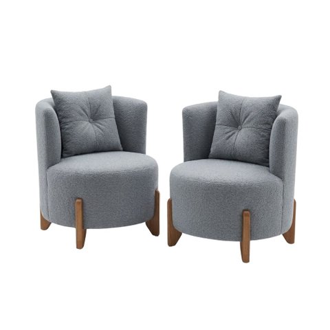 Kit 2 Poltronas Orgânica Curva Luna Boucle Cinza - Montanaris Decor