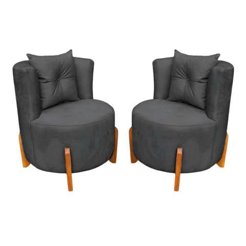 Kit 2 Poltronas Orgânica Curva Luna Boucle Cinza - Montanaris Decor