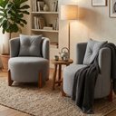 Ver imagem 3 de Kit 2 Poltronas Orgânica Curva Luna Boucle Cinza - Montanaris Decor