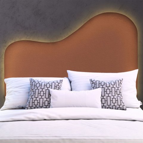 Cabeceira Led Orgânica 160cm Casal Queen Painél para Cama Box Bouclé Serena