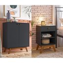 Ver imagem 3 de Conjunto de Quarto Guarda Roupa Casal Retrô + Sapateira Retrô + Mesa Cabeceira Retrô - Versalhes Pre