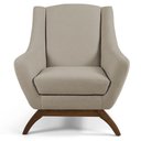 Ver imagem 1 de Poltrona Decorativa Sala de Estar Base de Madeira Naomi Algodão Poliéster Bege Gran Belo