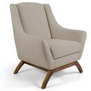 Ver imagem 2 de Poltrona Decorativa Sala de Estar Base de Madeira Naomi Algodão Poliéster Bege Gran Belo