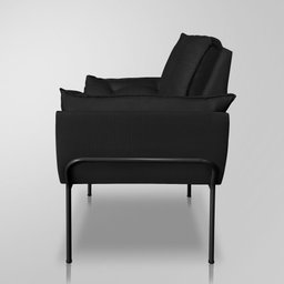 Poltrona Recepção Moderna de Luxo 12 Cores - Base de Ferro Preto - Preto - 2