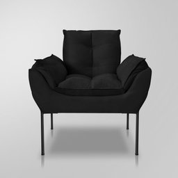 Poltrona Recepção Moderna de Luxo 12 Cores - Base de Ferro Preto - Preto - 3