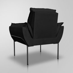 Poltrona Recepção Moderna de Luxo 12 Cores - Base de Ferro Preto - Preto - 6