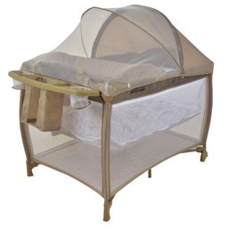 Berço Portátil Cercado Burigotto New Aconchego com Trocador e Mosquiteiro Bege - 1