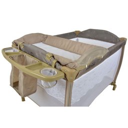 Berço Portátil Cercado Burigotto New Aconchego com Trocador e Mosquiteiro Bege - 2