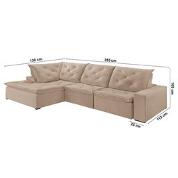 Sofá Hércules Linho 2 Módulos 100cm Chaise Meu Sofá Online A226 Linho Bege - 5
