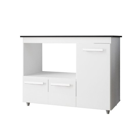 Balcão Cooktop Ana 114cm 3 Portas em Mdp Pés Pintura Uv Cor:branco;tamanho:5 Bocas