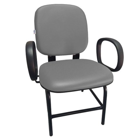 Cadeira Reforçada Plus Size 180 Kg com Apoio de Braço Anatômica Courvin Cinza