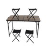 Kit Mesa Dobrável Portátil que Vira Maleta para Camping Praia Alumínio 120cm Madeira + 4 - 1