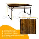 Ver imagem 3 de Kit Mesa Dobrável Portátil que Vira Maleta para Camping Praia Alumínio 120cm Madeira + 4