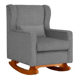 Poltrona Amamentação Balanço Aurora Linho Cinza - Lm Decor - 2