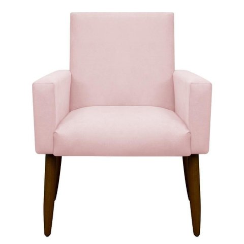 Kit 2 Poltronas com Puff Redondo para Sala Nina Rosa Bebê