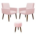 Ver imagem 6 de Kit 2 Poltronas com Puff Redondo para Sala Nina Rosa Bebê