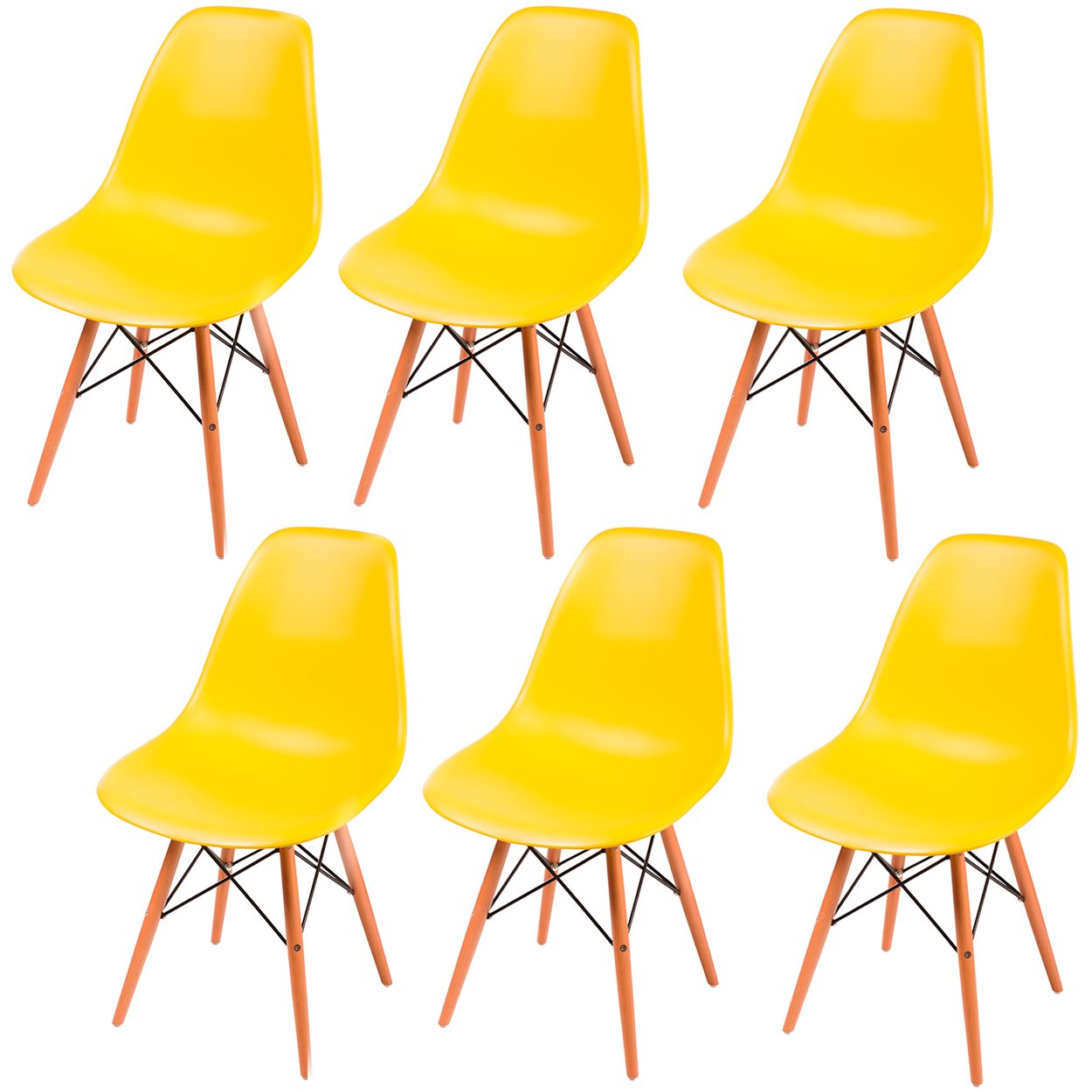 Kit 6 Cadeiras Eames Eifell 130pp Cor:amarelo