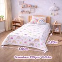 Ver imagem 3 de Manta Cobertor Lutti Solteiro Infantil 220g/m² 2,20x1,50m Fofinha Não Desbota Arco Íris Rainbow Rosa