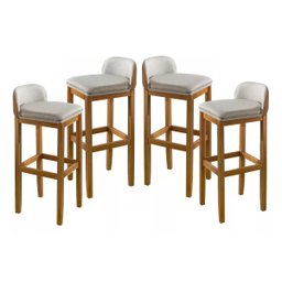 Kit 4 Banquetas Moderna Cozinha Area Externa Gourmet 96cm Altura Ideal Balcão Espaço Churrasqueira - 1