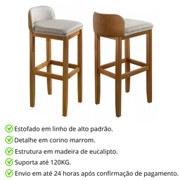 Kit 4 Banquetas Moderna Cozinha Area Externa Gourmet 96cm Altura Ideal Balcão Espaço Churrasqueira - 3