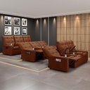Ver imagem 6 de Poltrona Reclinável para Cinema Parma 3 Lugares Baú Usb Veludo Terracota Fh1 - D'Rossi