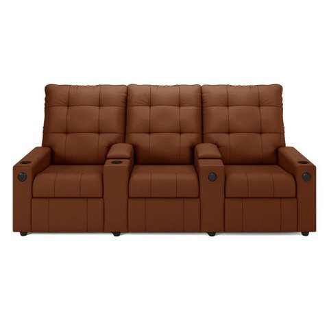 Poltrona Reclinável para Cinema Parma 3 Lugares Baú Usb Veludo Terracota Fh1 - D'Rossi