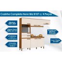 Ver imagem 2 de Kit Cozinha Modulada 4 Peças B107 C/ 7 Portas e 2 Gavetas 225cm Nature/preto - Henn