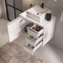 Ver imagem 5 de Conjunto Gabinete Banheiro Prisma 60cm - Gabinete + Cuba + Espelheira - com Vidro Branco Inteiro