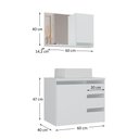 Ver imagem 2 de Conjunto Gabinete Banheiro Prisma 60cm - Gabinete + Cuba + Espelheira - com Vidro Branco Inteiro