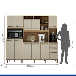 Armário de Cozinha 11 Portas 2 Gavetas Petra Valdemóveis Cinamomo Off White - 1