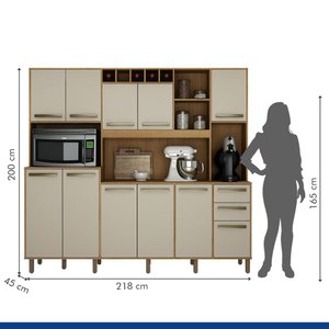 Armário de Cozinha 11 Portas 2 Gavetas Petra Valdemóveis Cinamomo Off White