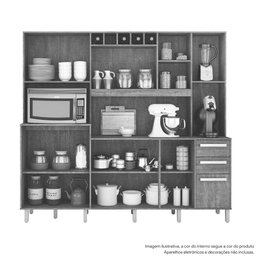 Armário de Cozinha 11 Portas 2 Gavetas Petra Valdemóveis Cinamomo Off White - 3