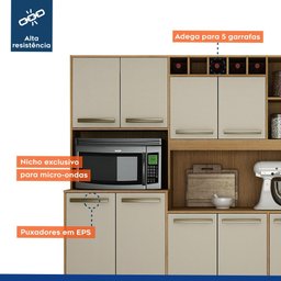 Armário de Cozinha 11 Portas 2 Gavetas Petra Valdemóveis Cinamomo Off White - 4