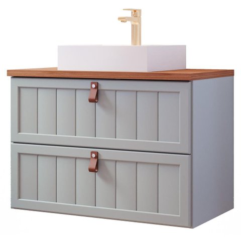 Gabinete Suspenso para Banheiro com Cuba 60cm em MDF Sense MGM Marrom Pistache