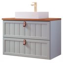 Ver imagem 1 de Gabinete Suspenso para Banheiro com Cuba 60cm em MDF Sense MGM Marrom Pistache