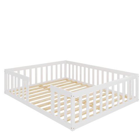Cama Casal Queen Montessoriana Branco Madeira Maciça