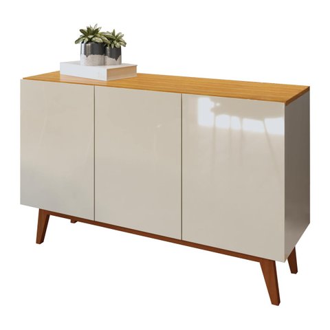 Buffet Aparador Ares 3 Portas Off-White com Nature