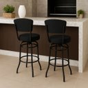 Ver imagem 1 de Banqueta Bar com Encosto Giratória Altura 65cm cor Preta Assento grosso Confortável linho preto Kit
