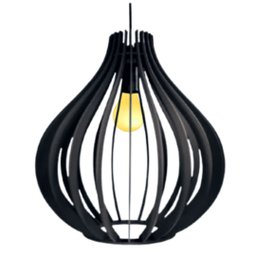 Luminária Teto tipo Pendente FILIPINAS MDF - Completa - Cor: Preta - 1 Luminária Teto tipo Pendente FILIPINAS MDF - Completa - Cor: Preta - 1