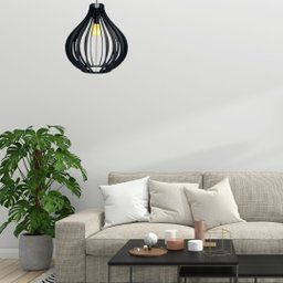 Luminária Teto tipo Pendente FILIPINAS MDF - Completa - Cor: Preta - 2 Luminária Teto tipo Pendente FILIPINAS MDF - Completa - Cor: Preta - 2