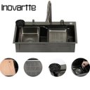 Ver imagem 2 de Cuba Cascata Gourmet Premium Aço Inox 304 com Válvula, Dispenser, Torneira, Cifão, Cestos, Tábua e L