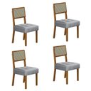 Ver imagem 1 de Kit de 4 Cadeiras para Sala de Jantar Pés em Madeira Maciça Liz Cinza/Cinamomo/Linho Prata