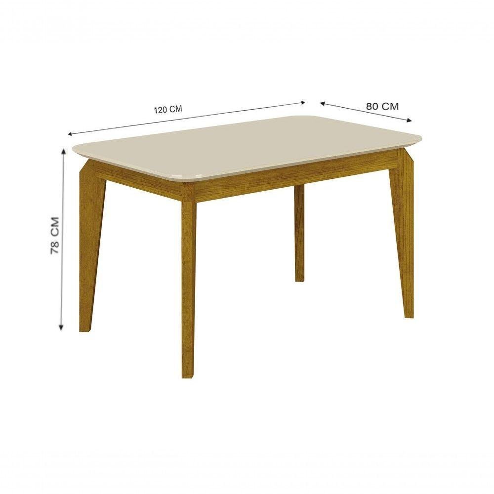 Mesa De Jantar 6 Lugares Tampo Mdf/Vidro Brenda 120Cm Freijó/Off White - 3