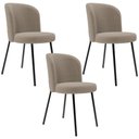 Ver imagem 1 de Kit 3 Cadeiras Sala de Jantar Estofada Gavi L02 Bouclê Bege - Lyam Decor