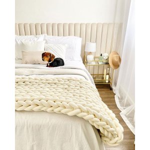 Manta Peseira de Maxi Tricot King 0,70x2,50m, Cor Off White - Magma Cotton