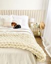 Ver imagem 1 de Manta Peseira de Maxi Tricot King 0,70x2,50m, Cor Off White - Magma Cotton