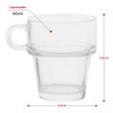 Ver imagem 3 de Kit 6 Xícaras de Vidro Empilháveis Chá Café 90ml Wincy