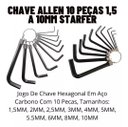 Ver imagem 3 de Jogo de Chaves Allen Hexagonal Profissional com 10 Peças